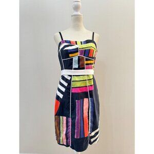Black Halo Geometric Print Multicolor Sheath Dress